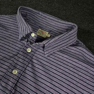 Faherty Men's Heathered Purple Stripe Knit Polo Shirt Casual Everyday Size L